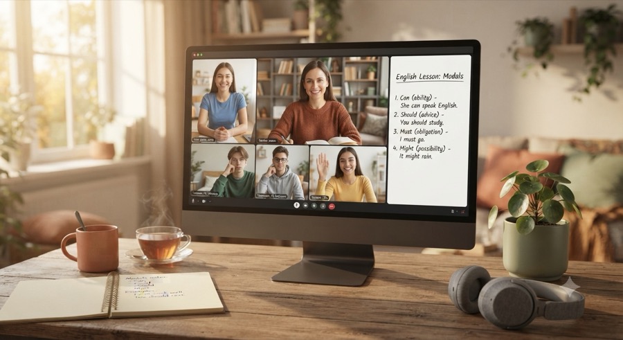Small group online English lesson